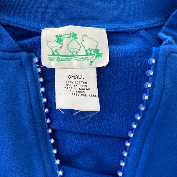 Quacker Factory Royal Blue Rhinestones Zip Jacket Small - Picture 3 of 8